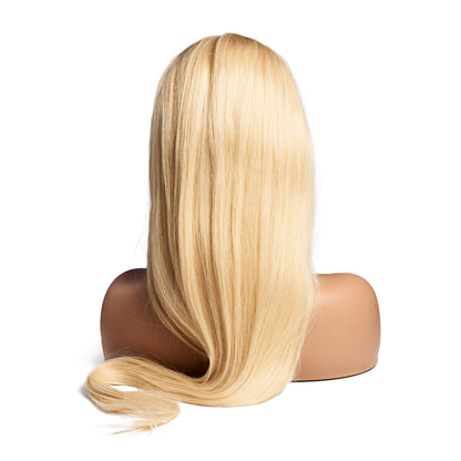 Silk  Blonde Straight Frontal Wig